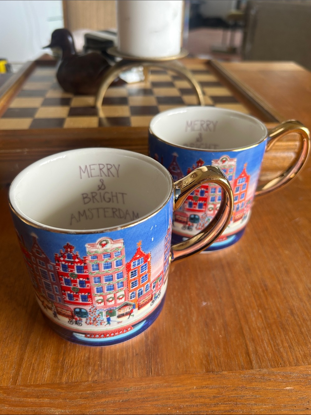 Anthropologie Holiday In The City Amsterdam Merry and Bright set of two Mug